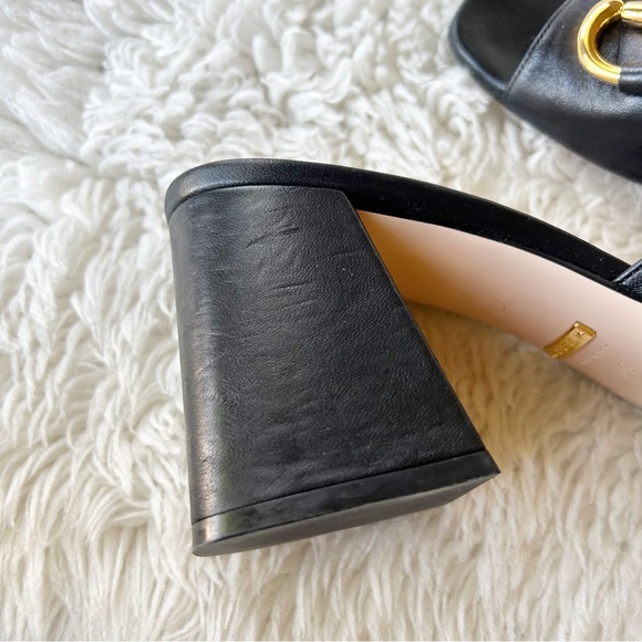 Gucci Baby Horsebit Slide Sandals Mules Black and Gold Block Heel Size EU 39 - Picture 11 of 14